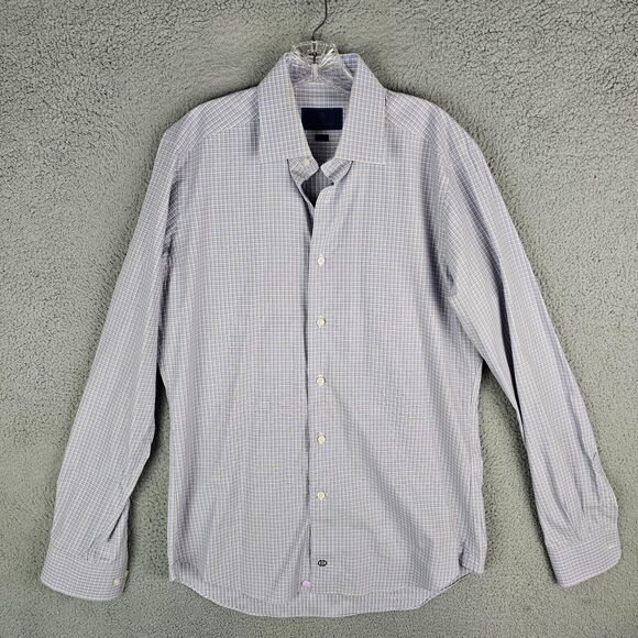 David Donahue Men's Size 16 36/37 Check Trim Fit Long Sleeve Button-Front Shirt - Picture 1 of 9